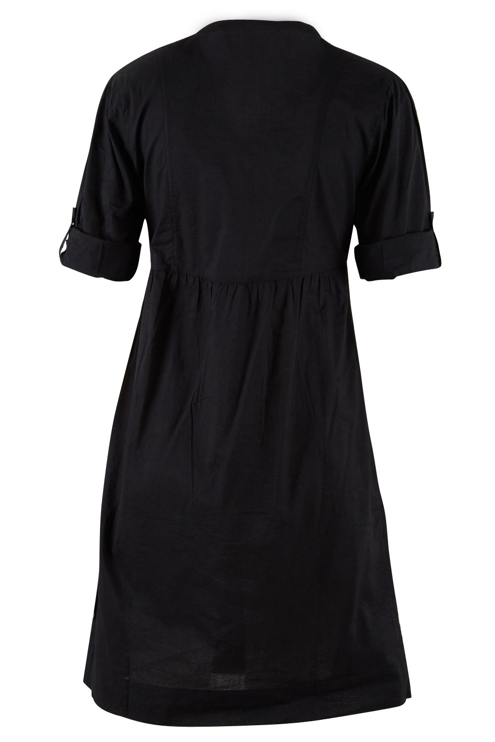 Product shot of The Cotton Shirt Dress in colour Black (Black), from the back