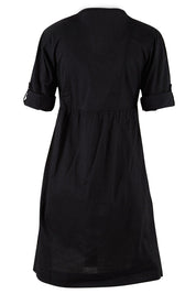 Product shot of The Cotton Shirt Dress in colour Black (Black), from the back