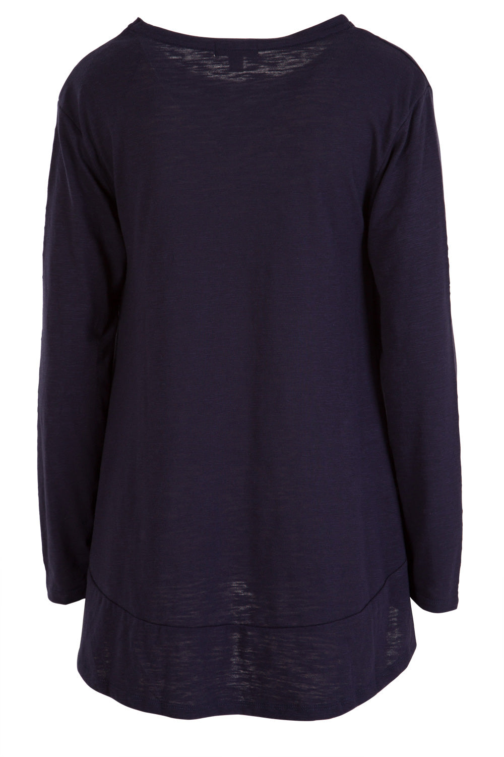Product shot of The Long Sleeve Swing Tee in colour DenimBlue (Blue), from the back
