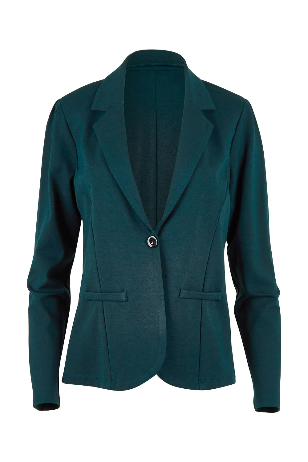 Product shot of The Ponte Blazer in colour Lagoon (Green), from the front