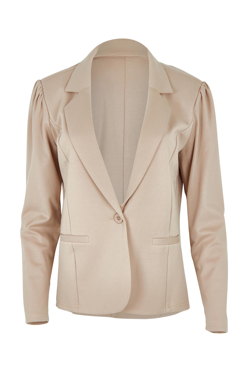 Product shot of The Ponte Blazer in colour Nougat, from the front