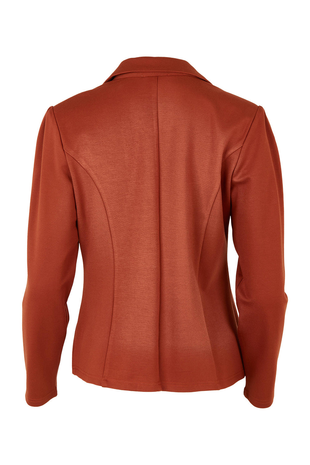 Product shot of The Ponte Blazer in colour Ochre, from the back
