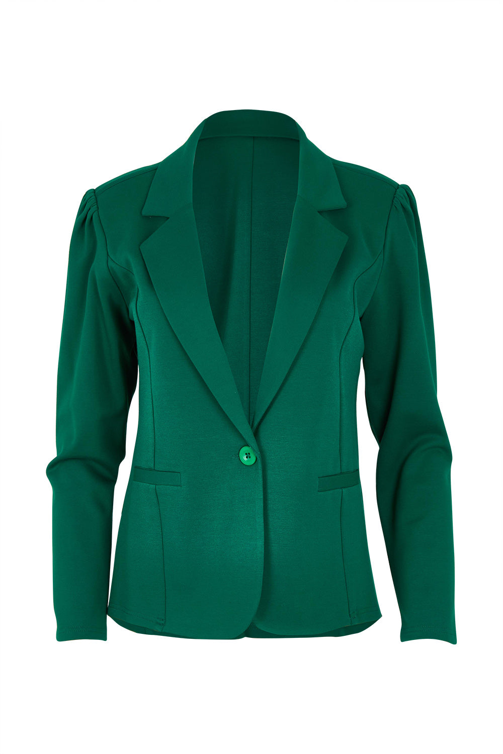 Product shot of The Ponte Blazer in colour Pinegreen (Green), from the front