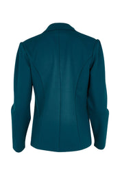Product shot of The Ponte Blazer in colour Teal (Blue), from the back
