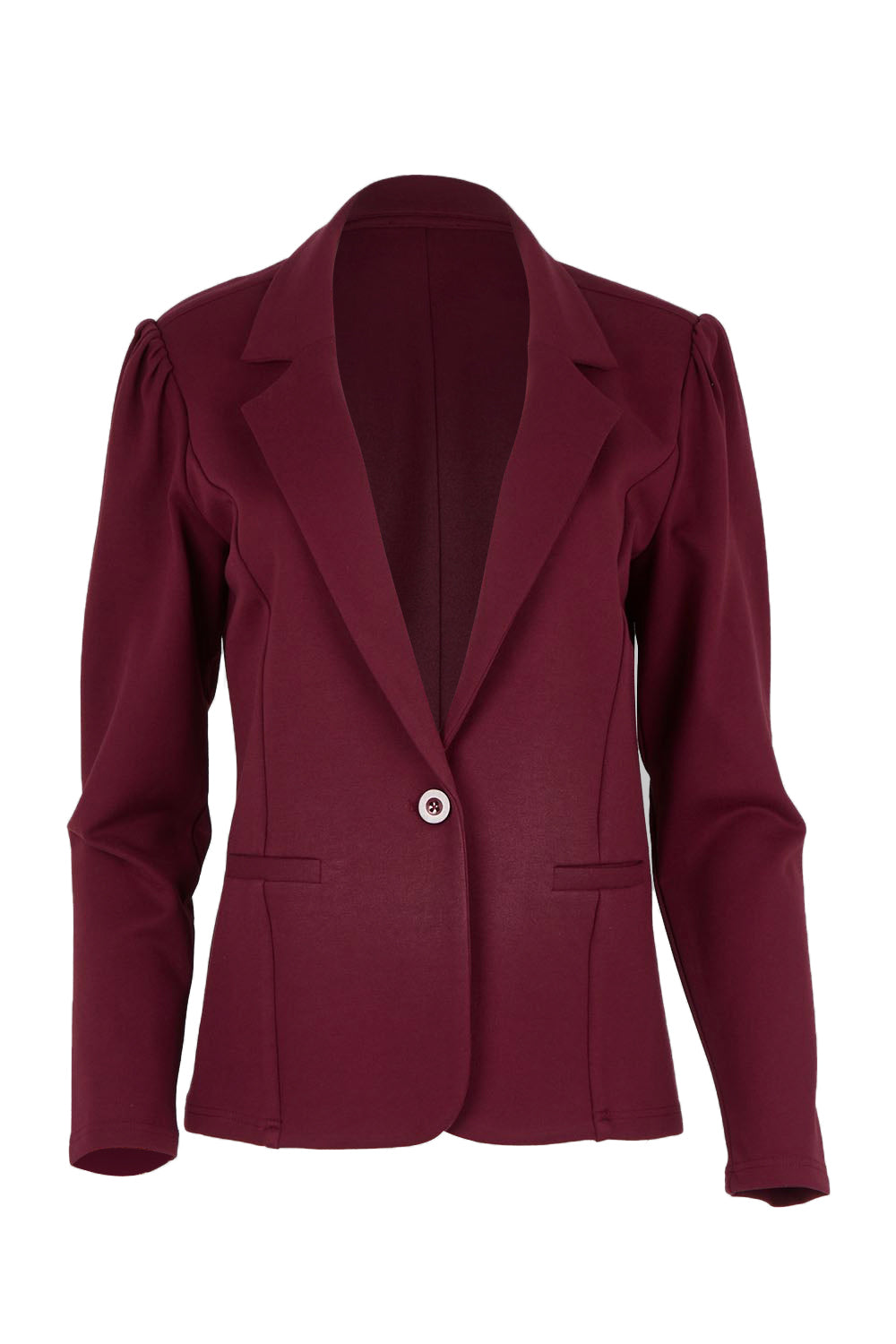 Product shot of the The Ponte Blazer – Wine in colour Wine, from the front