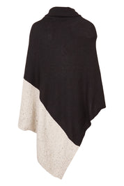Product shot of The Panel Knit Poncho in colour Charcoal (Black), from the back