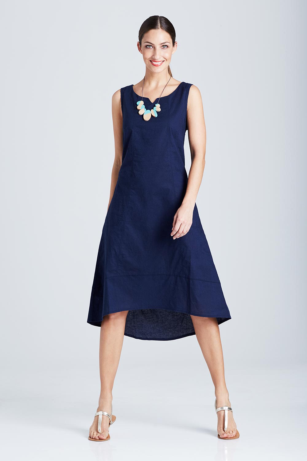 Preloved The Sleeveless Linen Dress - Navy