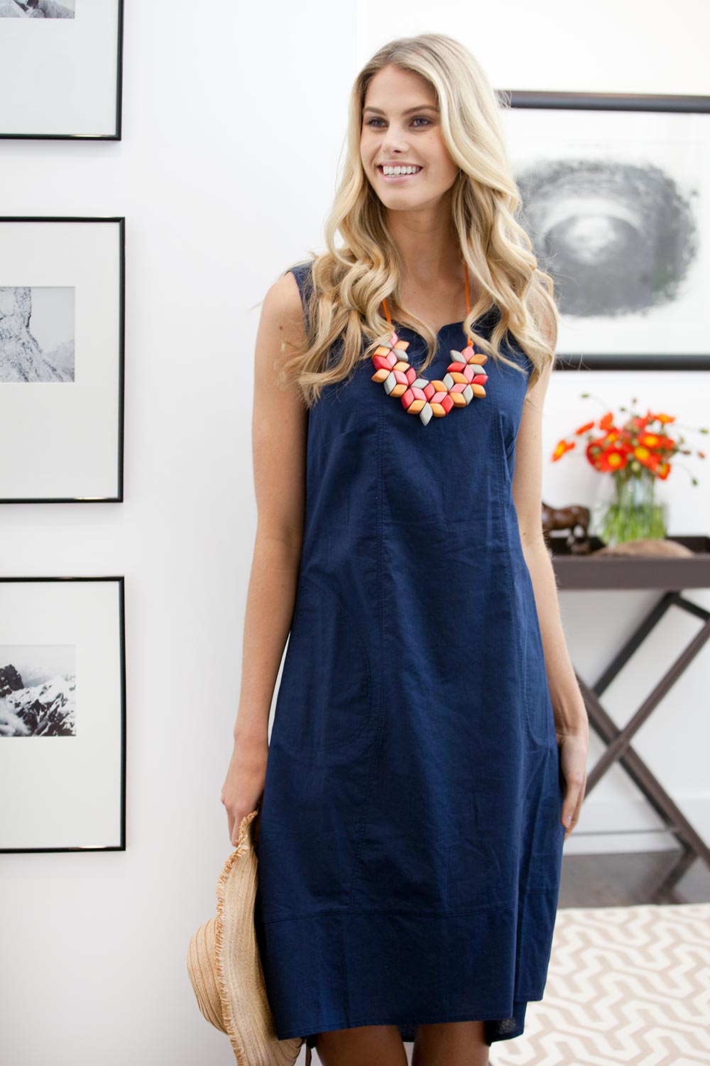 Preloved The Sleeveless Linen Dress - Navy