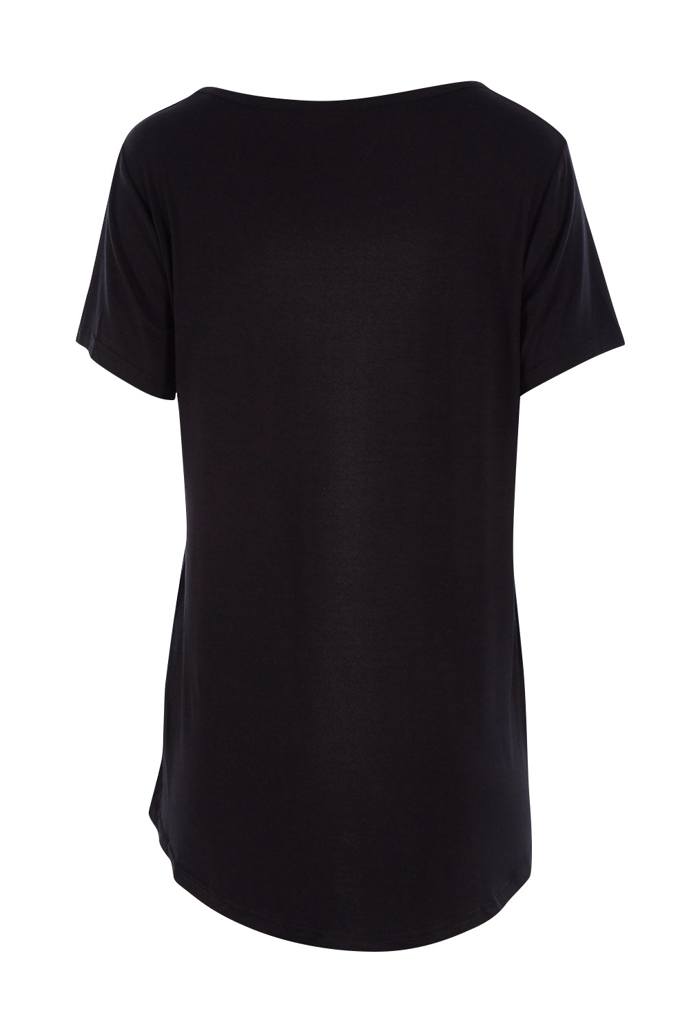 Product shot of The Round Neck Bamboo Tee in colour Black (Black), from the back