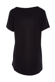 Product shot of The Round Neck Bamboo Tee in colour Black (Black), from the back
