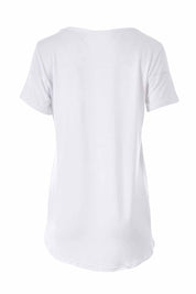 Product shot of The Round Neck Bamboo Tee in colour White (White), from the back