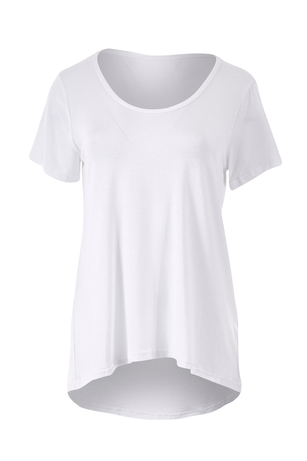 Product shot of The Round Neck Bamboo Tee in colour White (White), from the front