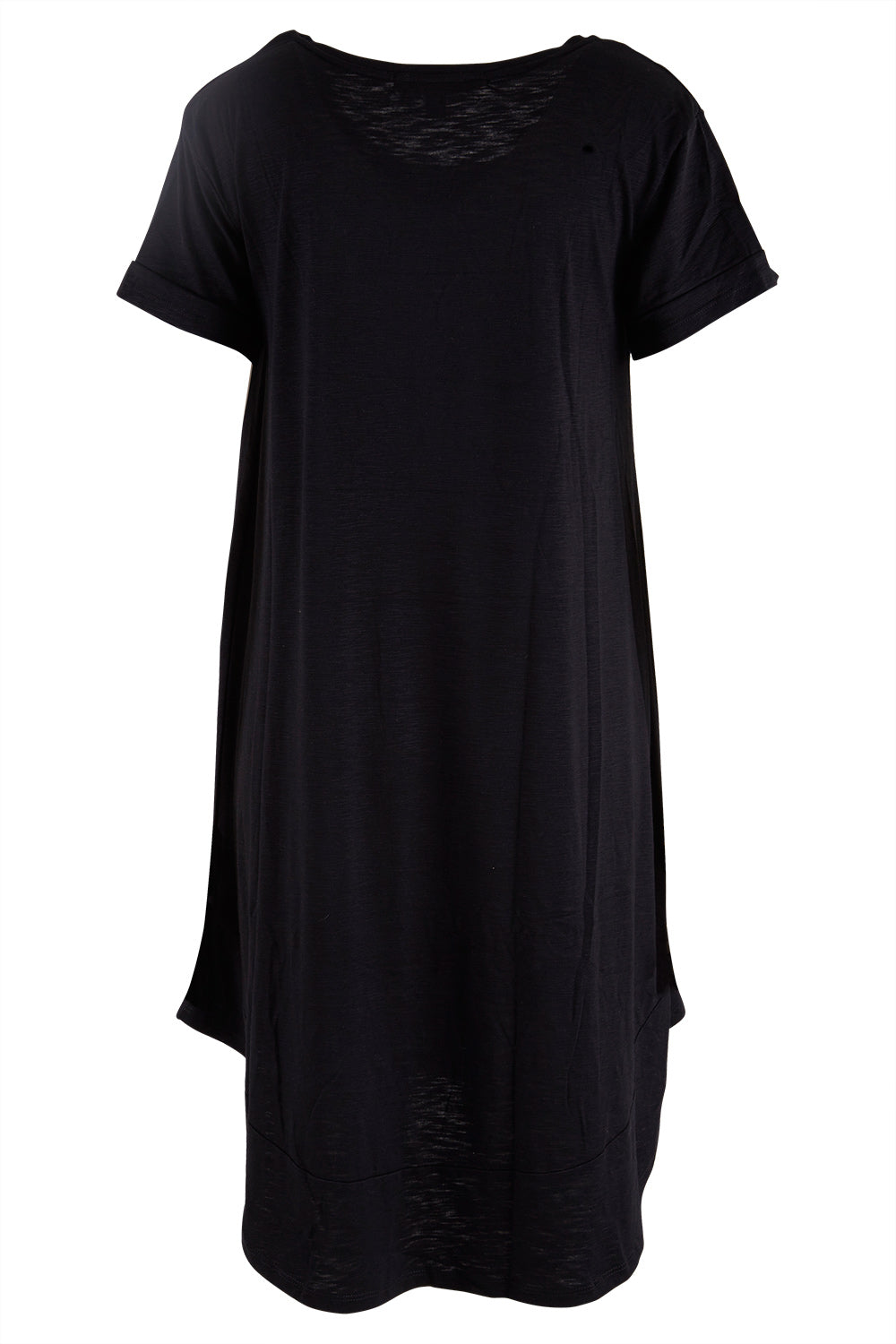 Product shot of The Swing Dress in colour Black (Black), from the back