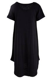 Product shot of The Swing Dress in colour Black (Black), from the back