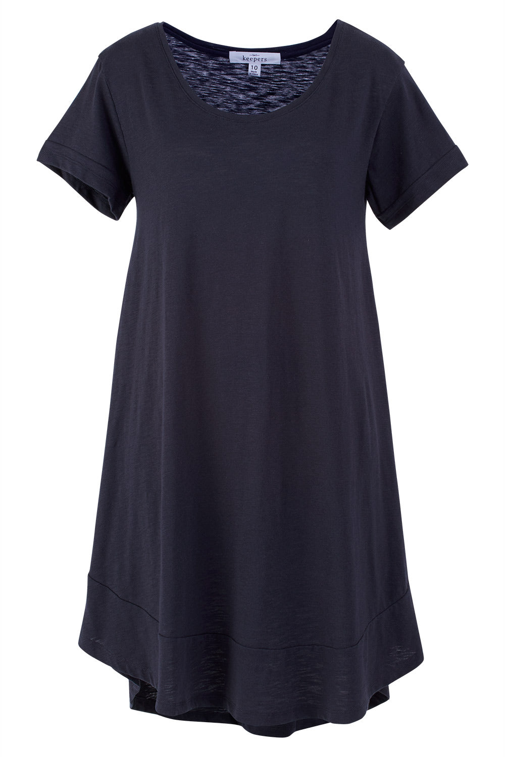 Product shot of The Swing Dress in colour Navy (Blue), from the front