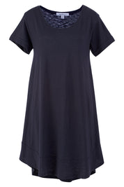 Product shot of The Swing Dress in colour Navy (Blue), from the front