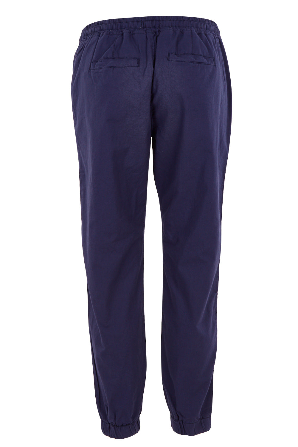 Product shot of The Weekender Pant in colour Navy (Blue), from the back