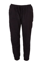 Product shot of The Weekender Pant in colour WashedBlac (Black), from the front