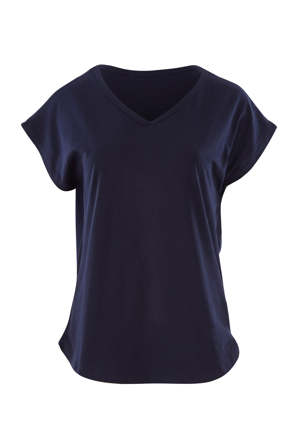 Product shot of The Essential Layering Tee in colour Navy (Blue), from the front