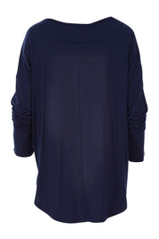 Product shot of The Luxe Long Sleeve Tee in colour Navy (Blue), from the back