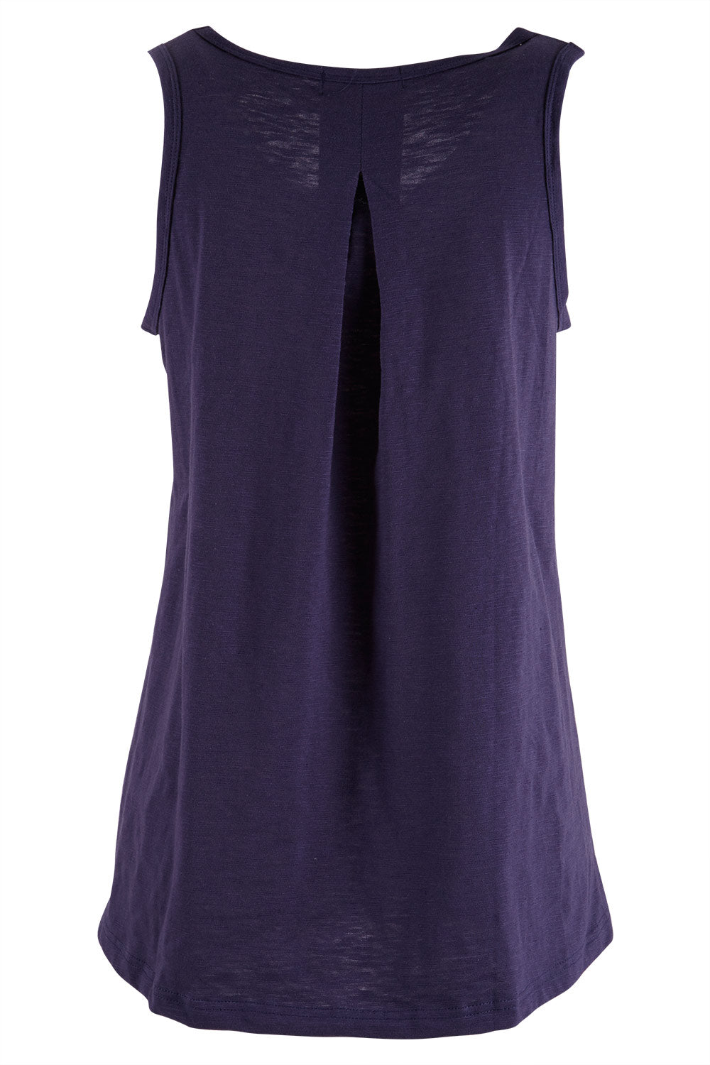 Product shot of The Pintuck Back Tank in colour InsigBlue (Blue), from the back