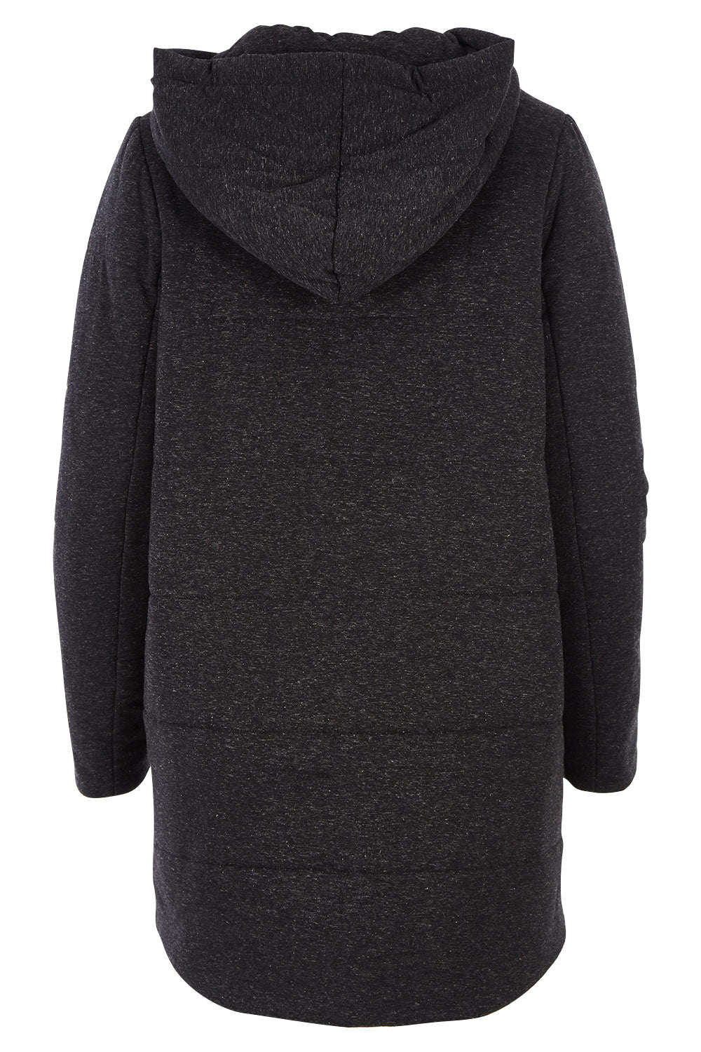 Product shot of The Luxe Puffer Jacket in colour Charcoal (Black), from the back