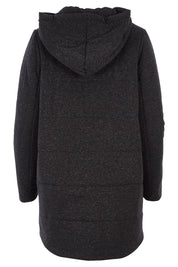 Product shot of The Luxe Puffer Jacket in colour Charcoal (Black), from the back