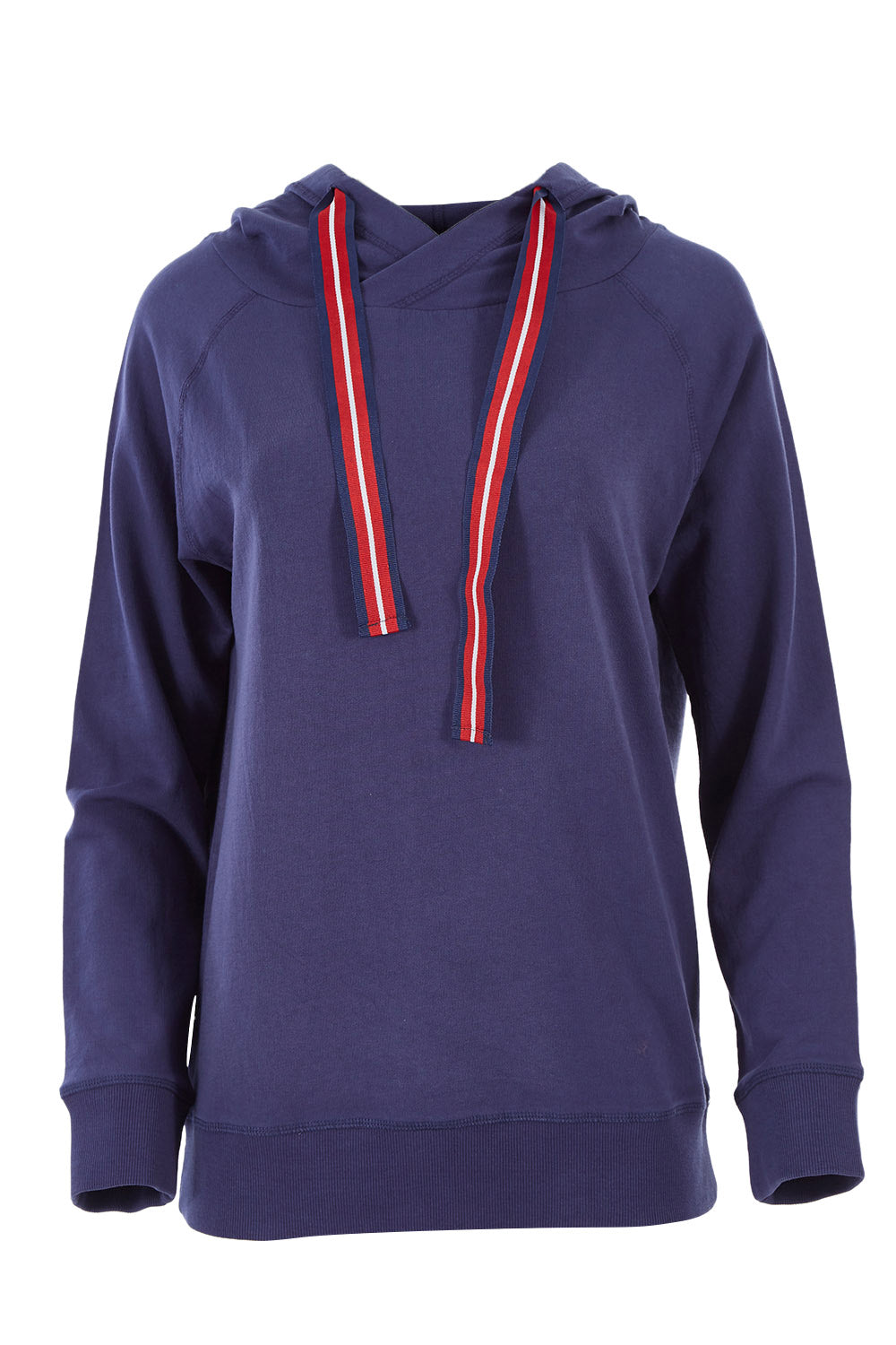 Product shot of The Tie Detail Hoody in colour FrenchBlue (Blue), from the front