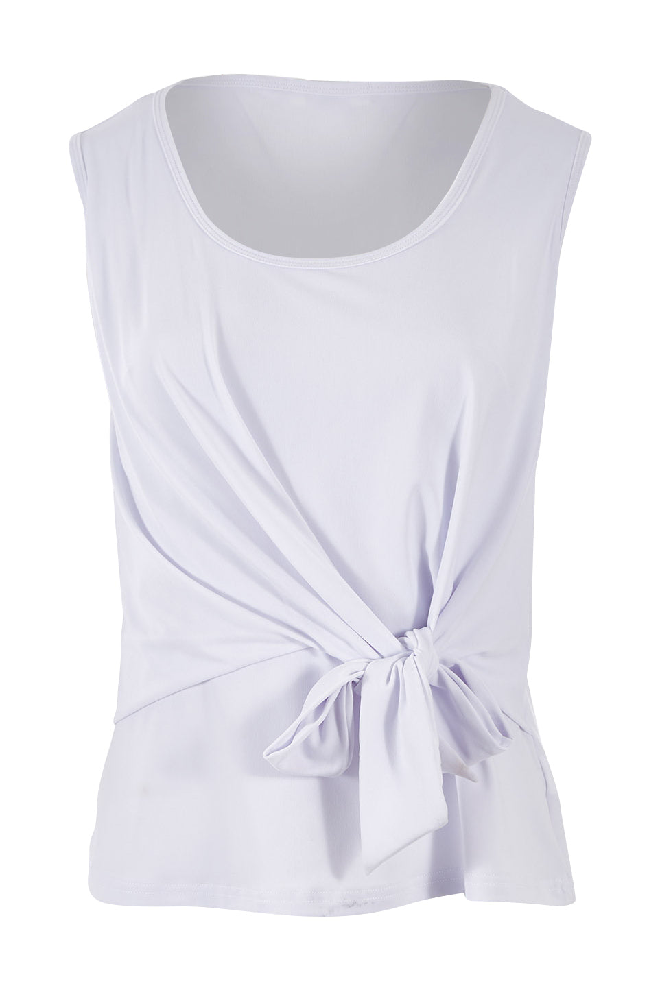 Product shot of The Tie Front Tank in colour White (White), from the front