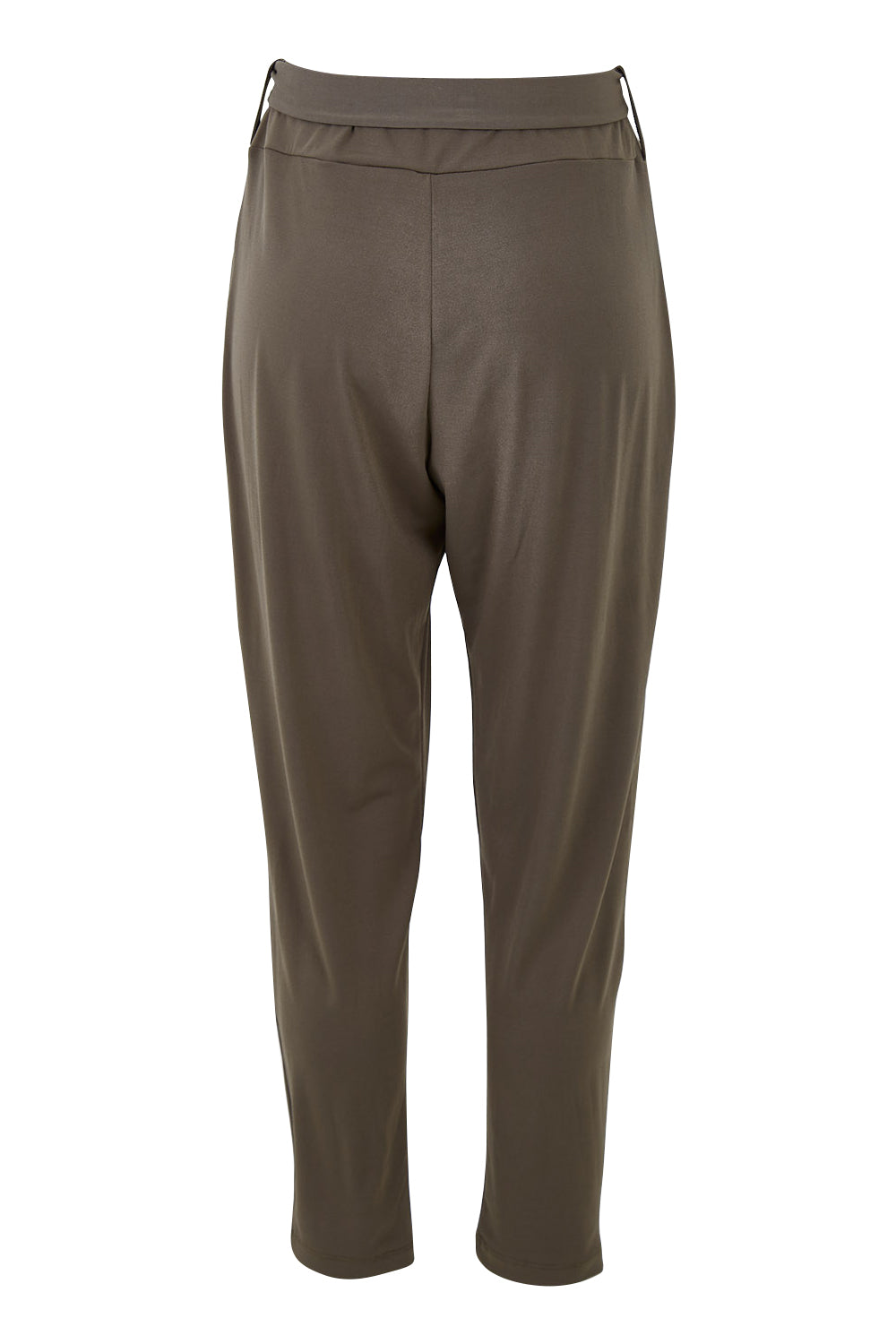 Product shot of The Comfort Pant in colour Khaki (Green), from the back