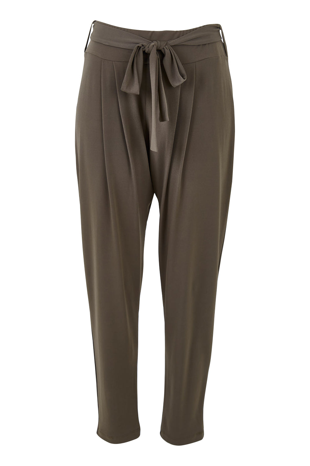 Product shot of The Comfort Pant in colour Khaki (Green), from the front