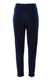 Product shot of The Comfort Pant in colour Navy (Blue), from the back
