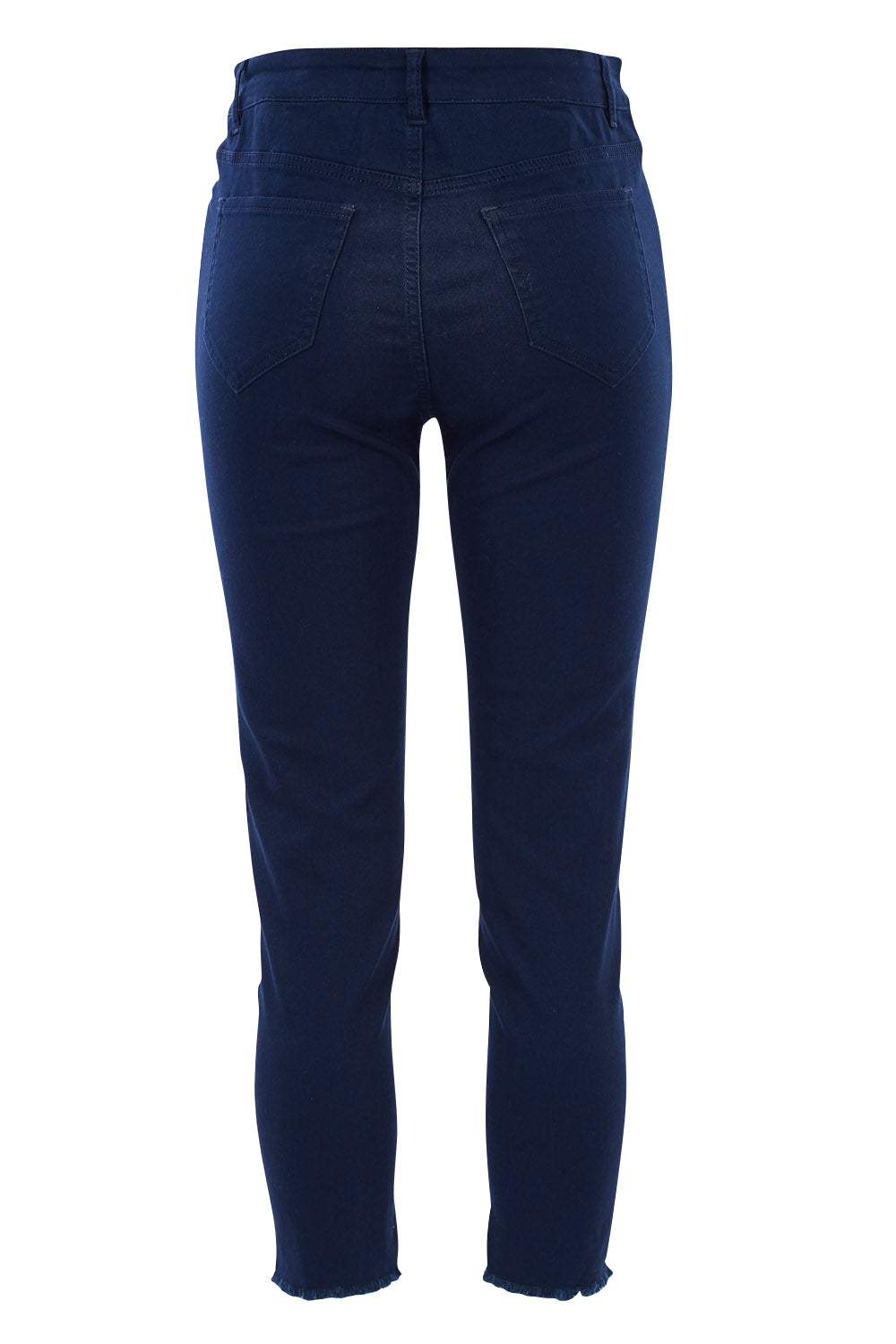 Product shot of The Skinny Step Hem Jean in colour Blue (Blue), from the back