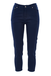 Product shot of The Skinny Step Hem Jean in colour Blue (Blue), from the front