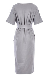 Product shot of The Straight Hem Day Dress in colour Grey (Grey), from the back