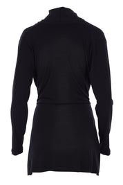 Product shot of The Ultimate Tie Cardi in colour Black (Black), from the back