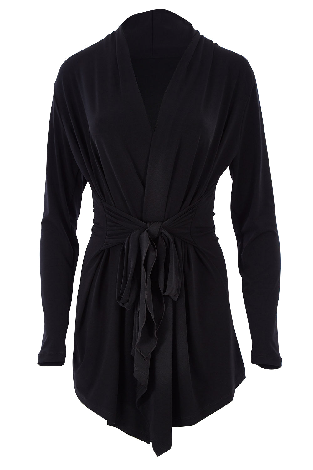 Product shot of The Ultimate Tie Cardi in colour Black (Black), from the front