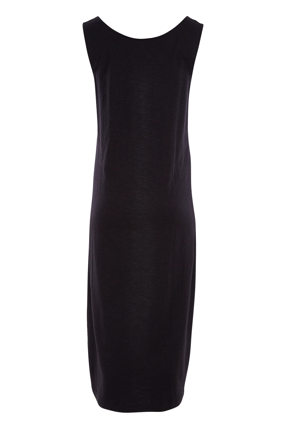 Product shot of The Tie Waist Tank Dress in colour Black (Black), from the back