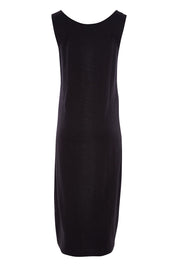 Product shot of The Tie Waist Tank Dress in colour Black (Black), from the back
