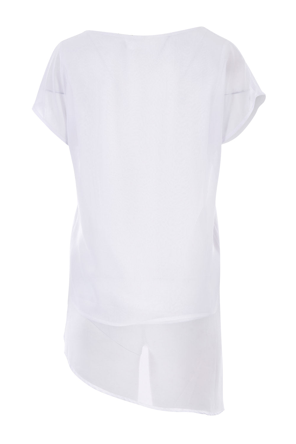 Product shot of The Chiffon Trim Top in colour White (White), from the back