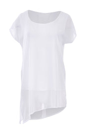 Product shot of The Chiffon Trim Top in colour White (White), from the front