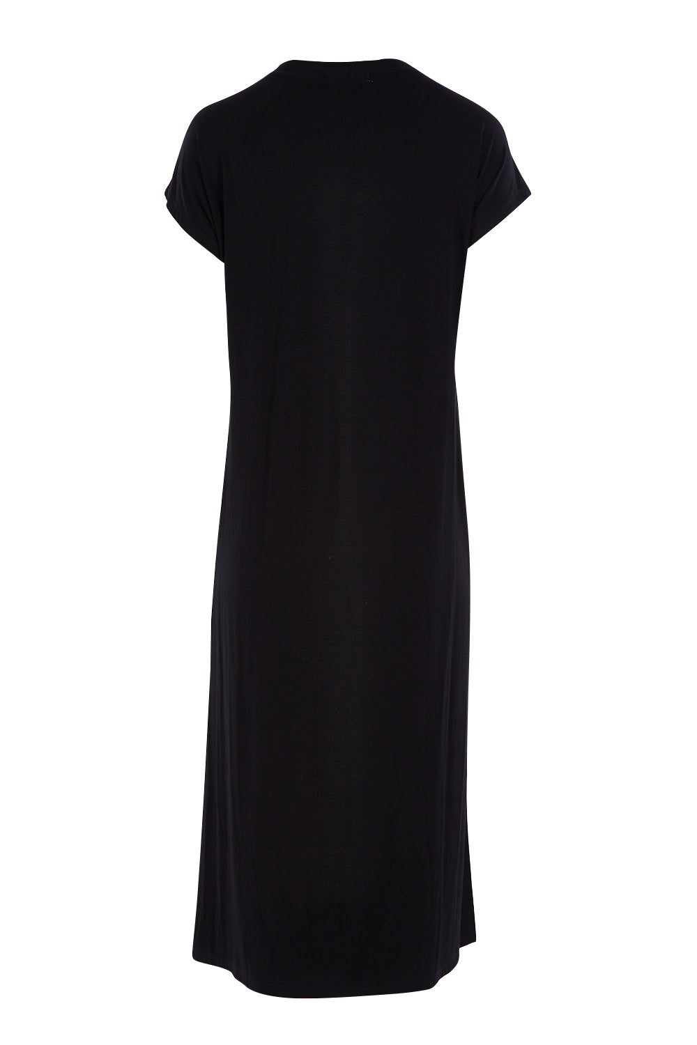 Product shot of The Essential Tee Dress in colour Black (Black), from the back