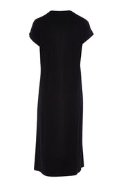 Product shot of The Essential Tee Dress in colour Black (Black), from the back