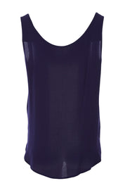Product shot of The Reversible Tank in colour Navy (Blue), from the back