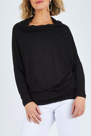 Model Chelsea wearing size 10 of The Multiin colourWay Dress - Black (Black), from the front, cropped image