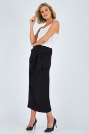 Model Chelsea wearing size 10 of The Multiin colourWay Dress - Black (Black), from the front, showing the whole outfit