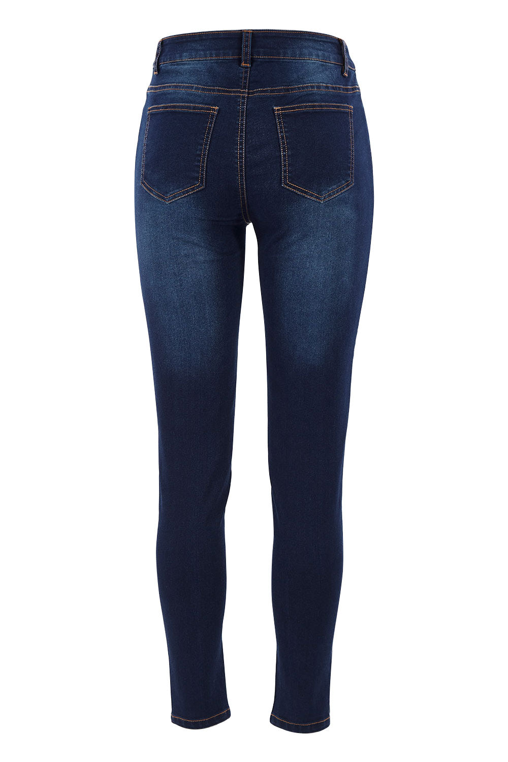 Product shot of The Mid Rise Skinny Jean in colour Denim (Blue), from the back