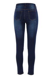 Product shot of The Mid Rise Skinny Jean in colour Denim (Blue), from the back
