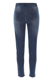 Product shot of The Mid Rise Skinny Jean in colour Drkdenim (Blue), from the back