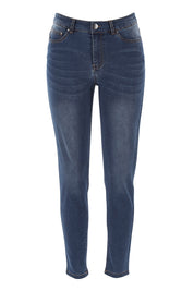 Product shot of The Mid Rise Skinny Jean in colour Drkdenim (Blue), from the front